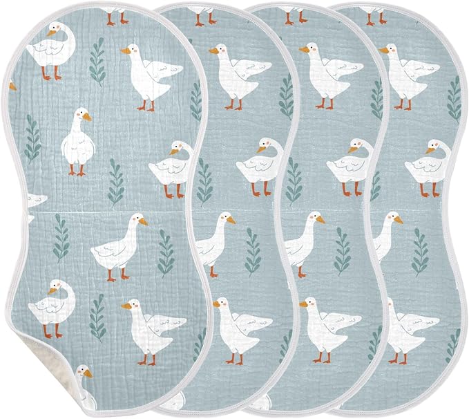 vvfelixl White Gooses Burp Cloths for Baby Boy Girls Baby Washcloths Burp Rags 1 Pack
