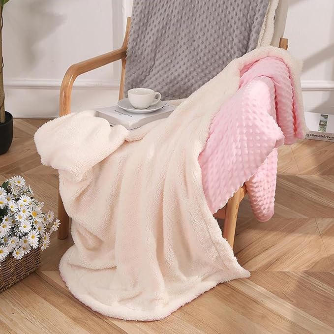 Baby Bean Plush Blanket Personalized Name Double Layer Thickened Lamb Fleece Sofa Cotton Blanket Custom Embroidered Baby Blanket (Blue,70x100cm)