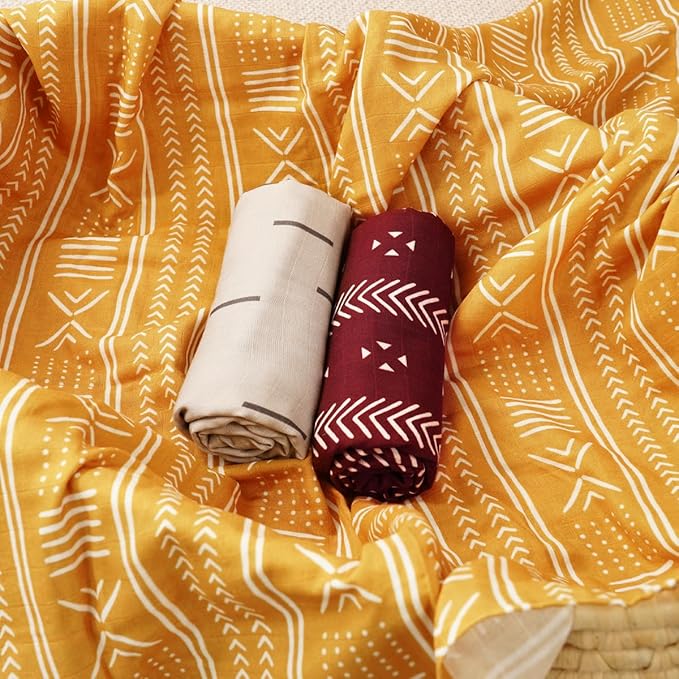 Muslin Swaddle Blankets for Baby Boys and Girls,3 Pack Breathable Soft Receiving Blanket,Large 43.3X 43.3 inches,Newborn Essentials Must Haves(Geometry)
