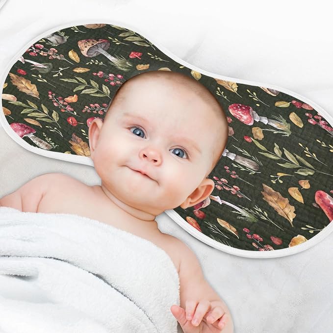 Kigai Colorful Mushroom Baby Burp Cloths Extra Soft and Absorbent Burping Rags Cotton Burp Clothes Washcloths Baby Essentials for Newborn Boys Girls 2 Pack