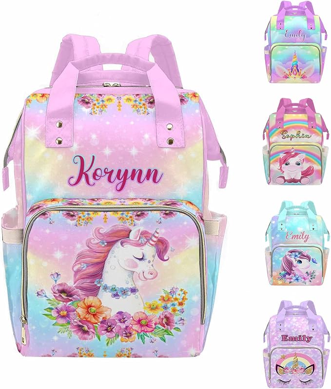 MyPupSocks Custom Diaper Bag Backpack with Personalized Name - Lovably Yours, New Mom and Precious Newborn Daughter Granddaughter