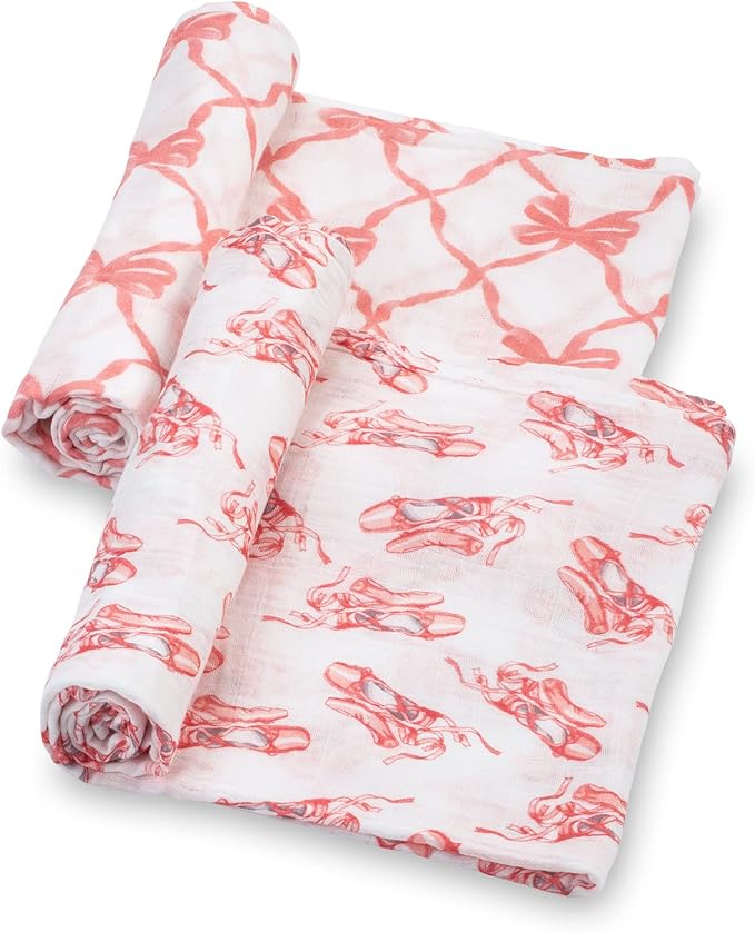 LollyBanks Baby Blanket, 100% Cotton Muslin Swaddle Blankets for Girls, Large 47 x 47 Inches Newborn Blanket, Soft and Breathable Swaddle Blanket, Baby Essentials, Registry (for Pink Lovers 2 Pack)