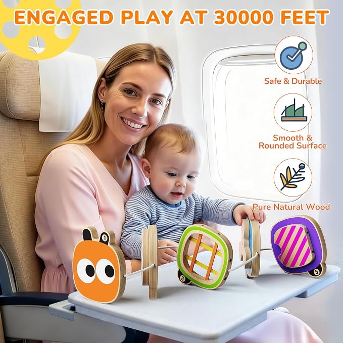 Montessori Busy Board Toys for 1 Year Old, Airplane Car Travel Toys for Toddlers 1-3, Sensory Activity Cube Toys for Fine Motor Skills, Baby Gifts for Boys Girls, Easter Basket Stuffers for Toddler