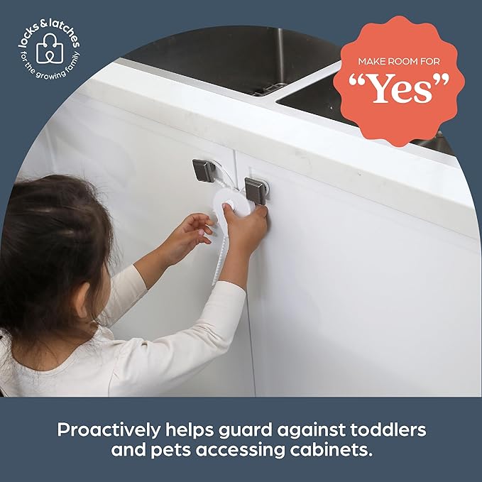 Dreambaby Child Proof Cabinet Locks - Flexi Locks for Baby Proofing Cabinets - Adjustable Fit with Multi-Action Release