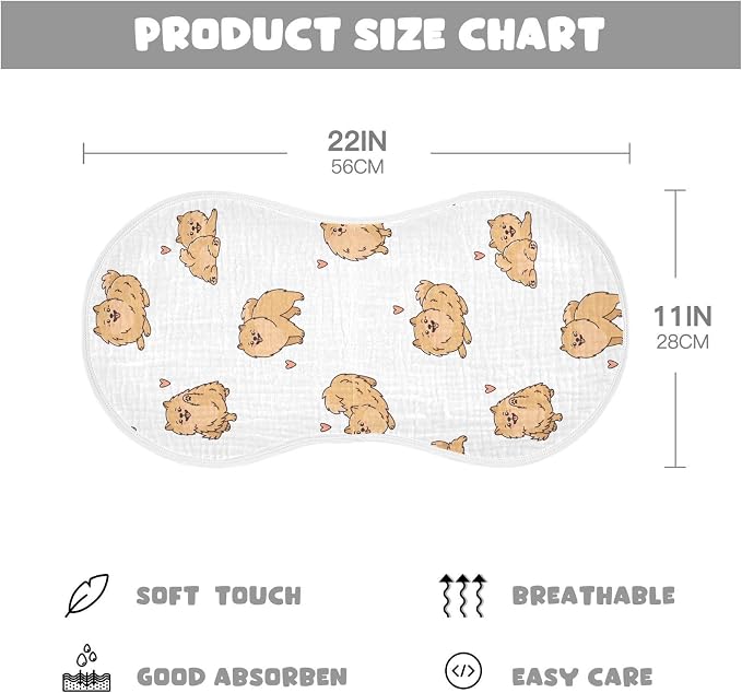 vvfelixl Funny Pomeranian Spitz Dogs Burp Cloths for Baby Boy Girls Baby Washcloths Burp Rags 1 Pack