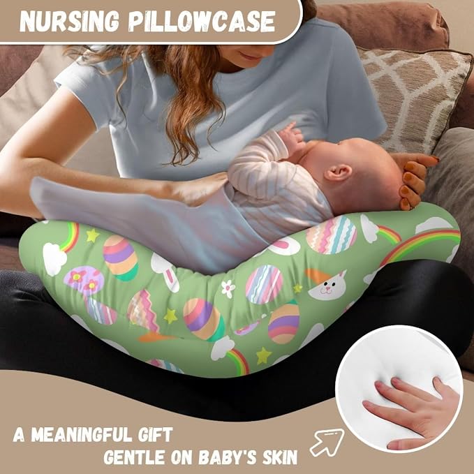 Rabbit Eggs Nursing Pillow Covers Slipcovers for Breastfeeding Moms, Ultra Soft Breathable Feeding Pillow Slipcover for Baby Boy Girl