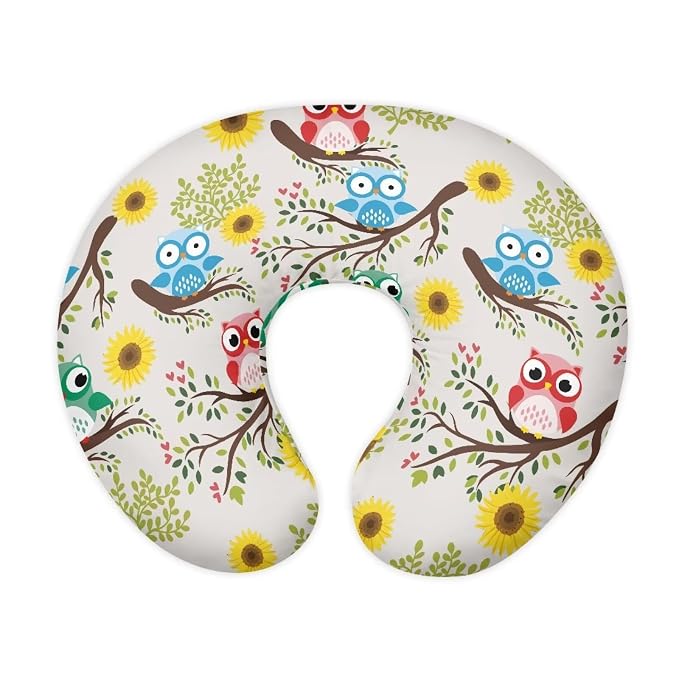Nursing Pillow Cover for Breastfeeding Pillow Owl Floral Nursing Pillow Slipcovers, Breastfeeding Pillow Cover Boys Girls, Perfect Newborn Choice for Mom or Baby