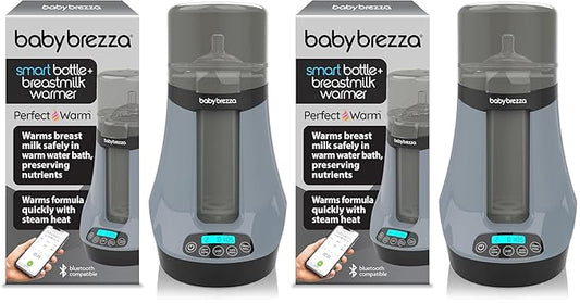 Baby Brezza Smart Baby Bottle Warmer, Breastmilk Warmer+Defroster-Free App - Different Temperatures for Breastmilk+Formula,Universal Fit for All Bottles+Milk Bags -Calentador de Biberones (Pack of 2)