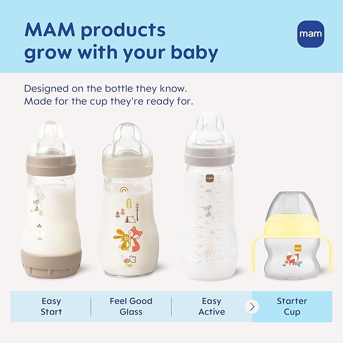 MAM Starter Cup (1 Count), Sippy Cup, Drinking Cup With Extra-Soft Spill-Free Spout and Non-Slip Handles, For Girls 4+ Months, Five Ounces, Pink