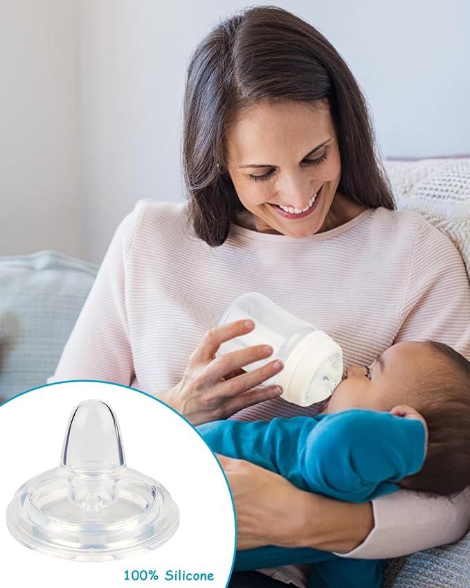 Sippy Nipples for Evenflo Balance Wide Neck Bottles, Soft 100% Silicone Wide Neck Spout Nipples, 6m+, 4 Count
