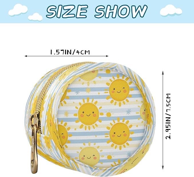 Cute Sunshine Pacifier Holder Case with Clip Portable Small Travel Pacifier Pouch for Mom Bag Zipper Coin Purse Pendant