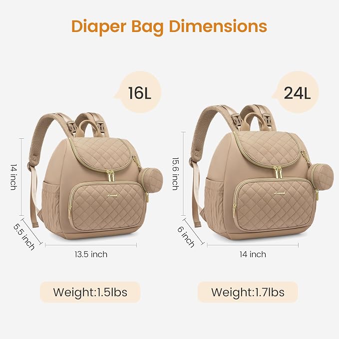 LOVEVOOK Small Diaper Bag Backpack, Waterproof Diaper Bags for Baby Girl Boy with Changing Pad, Stylish Baby Diaper Bag, Travel Diaper Bag for Mom Dad with Stroller Buckles,14 Inch