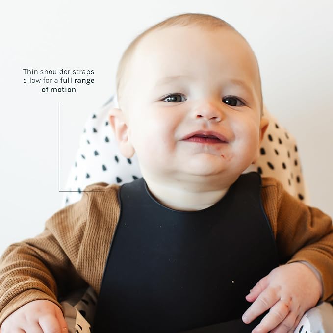 Yeah Baby Goods Silicone Baby Bib for Unrestricted Movement – Waterproof, Adjustable Toddler Silicone Bib with Food Catcher