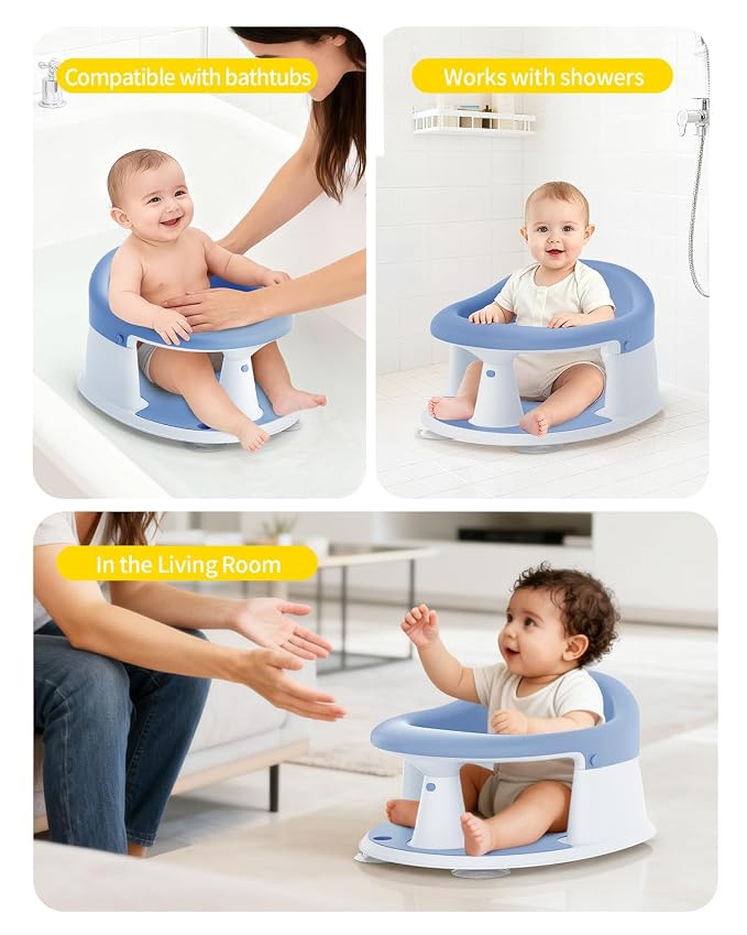 Baby Bath Seat for Babies 6 Months & Up, Bath Seats for Babies Sitting Up, Open Design, Non-Slip, Compact Toddler Bath Seat.