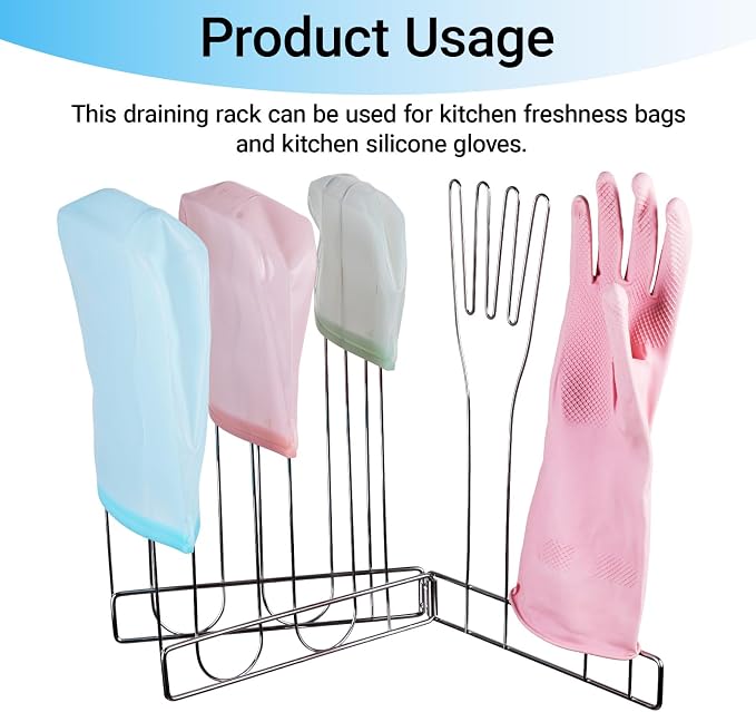 Kitchen Glove Holder, Dishwasher Gloves Holder, Reusable Storage Bags Rack,Water Bottle Drying Rack for Baby Bottles, Sports Bottles Mugs