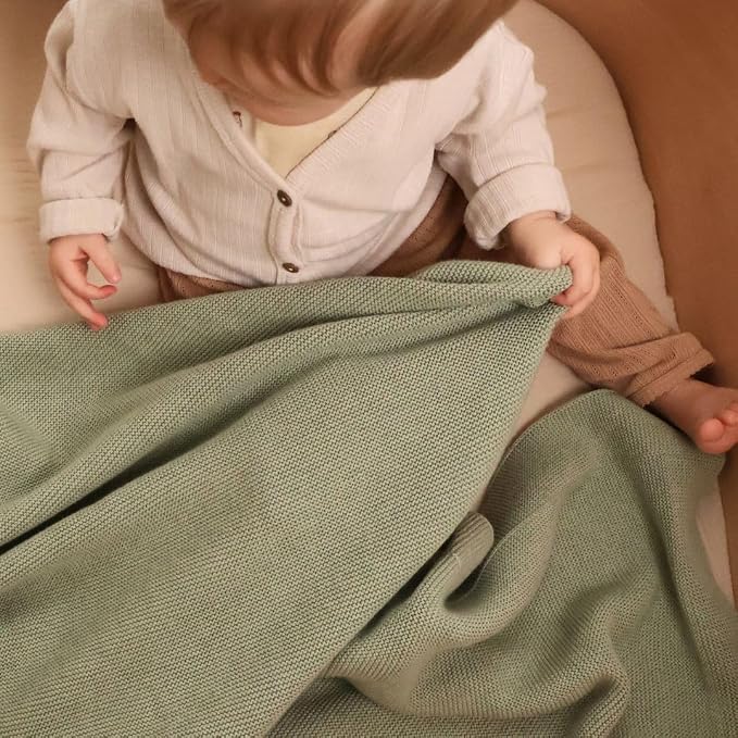 100% Organic Cotton Baby Boy Quilt Blanket for Sensitive Skin | Machine Washable Swaddle Blanket for Cribs, Car Seats & Strollers | Soft & Cozy (Roman Green)