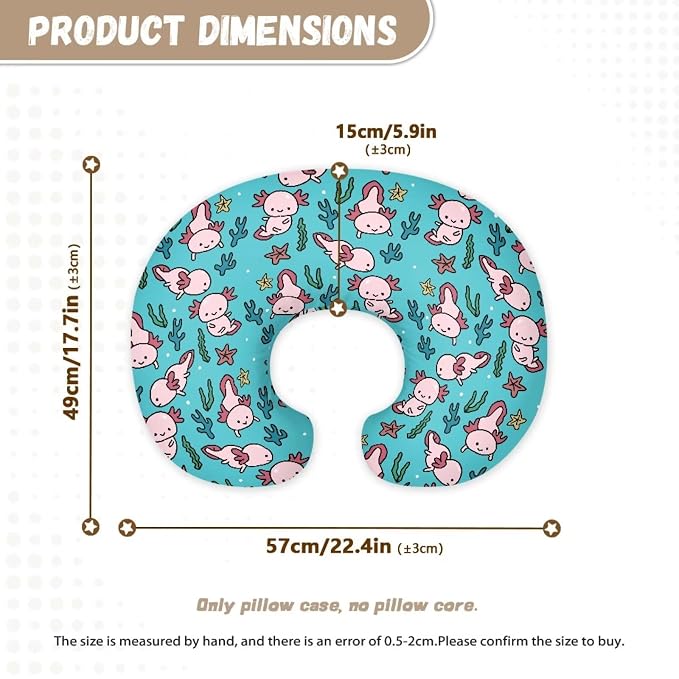 Nursing Pillow Cover Blue Axolotl Breast Feeding Pillows for Babies Boys & Girls Soft Breathable Nursing Pillow Case U Shaped Nursing Pillow Slipcovers for Breastfeeding Mom