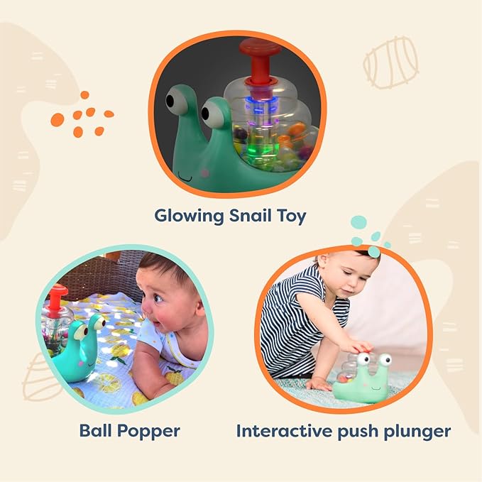 B. toys ??Light Up Snail Ball PopperBaby Toy with Glowing Effects & Easy??Grip Handle ??Interactive Educational Toy for Motor Skills Development ??Colorful Baby Toys for 10+ Months
