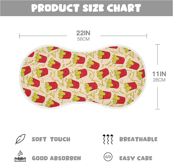 vvfelixl Muslin Burp Cloths Colorful French Fries Baby Washcloths for Baby Girl Boys 2 Pack