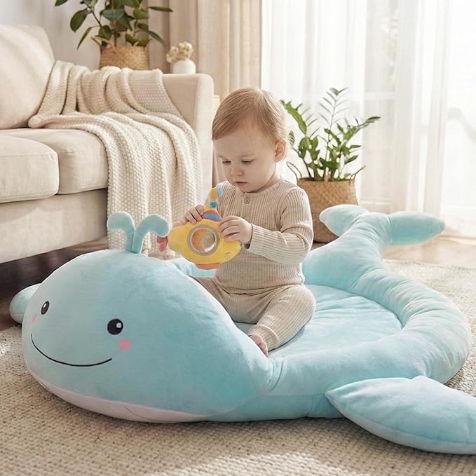 Baby Play Mat, Whale Tummy Time Mat with Toys, Baby Activity Gym for Infants 0??2 Months Sensory Floor Mat for Boys & Girls
