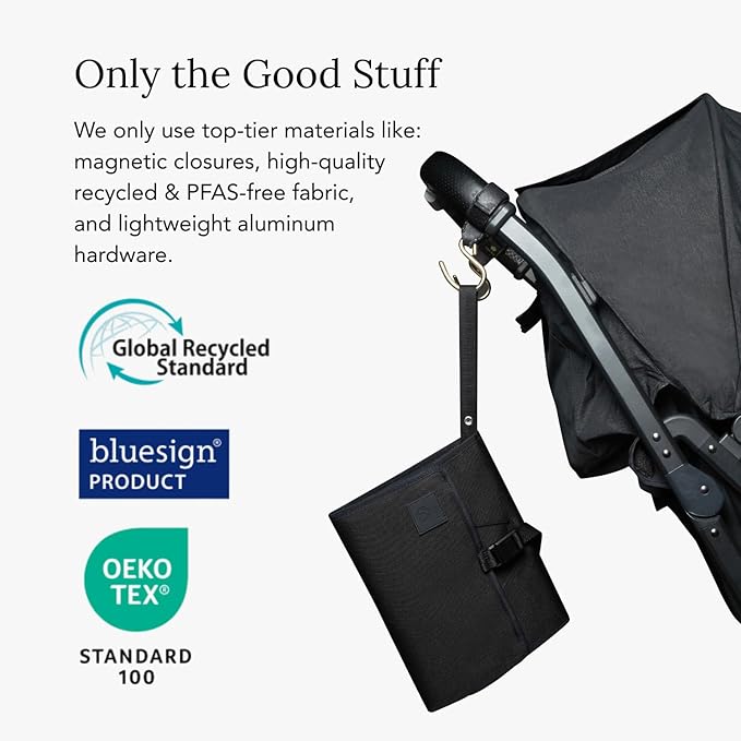 Huhu Baby Changing Wallet ??Compact, Portable Diaper Changing Pad for Travel ??Easy to Clean, Foldable Changing Mat ??Must Have Diaper Bag Accessory for New Parents (Midnight Black)
