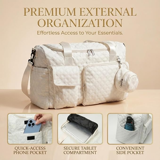Extra Large Diaper Tote Bag with Shoe Compartment & Pacifier Pocket, Travel Baby Diaper Bag for Mom, Hospital Maternity Weekender Bag, Waterproof Diaper Handbag for Newborn Travel Essentials