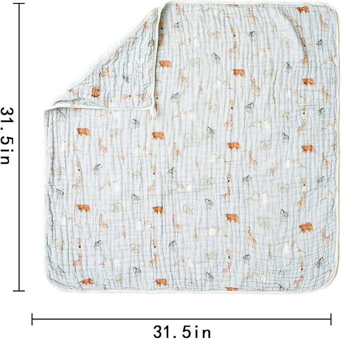 Muslin Hooded Baby Towels,2 Pack Baby Bath Towels,Large 31.5x31.5Inch,Hooded Towels for Baby and Infant,Soft&Absorbent(Elephants and Dinosaurs)