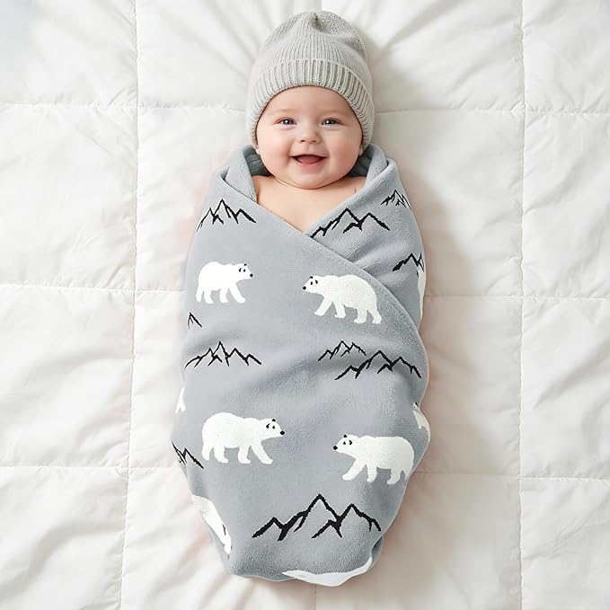 Receiving Baby Blanket,100% Luxury Cotton Knit Baby Blanket,Lightweight Cozy Neutral Swaddling Blanket for Newborns,Boys & Girls,Infant and Toddler