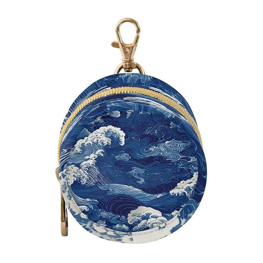 Pacifier Holder with Clip Pacifier Case for Diaper Bag Round Baby Pacifier Pouch Box Bag Portable Blue Ocean Waves