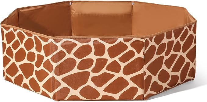 GOGOSO Foldable Ball Pit for Toddlers Large Soft Indoor Outdoor Pop Up Baby Kids Infant Ballpit Big Collapsible Puppy Dog Cat Pits with Basketball Hoop (Balls Not Included), Giraffe
