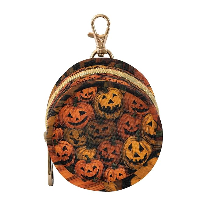 Pacifier Holder with Clip Pacifier Case for Diaper Bag Round Baby Pacifier Pouch Box Bag Portable Cartoon Orange Halloween Pumpkin Lanterns