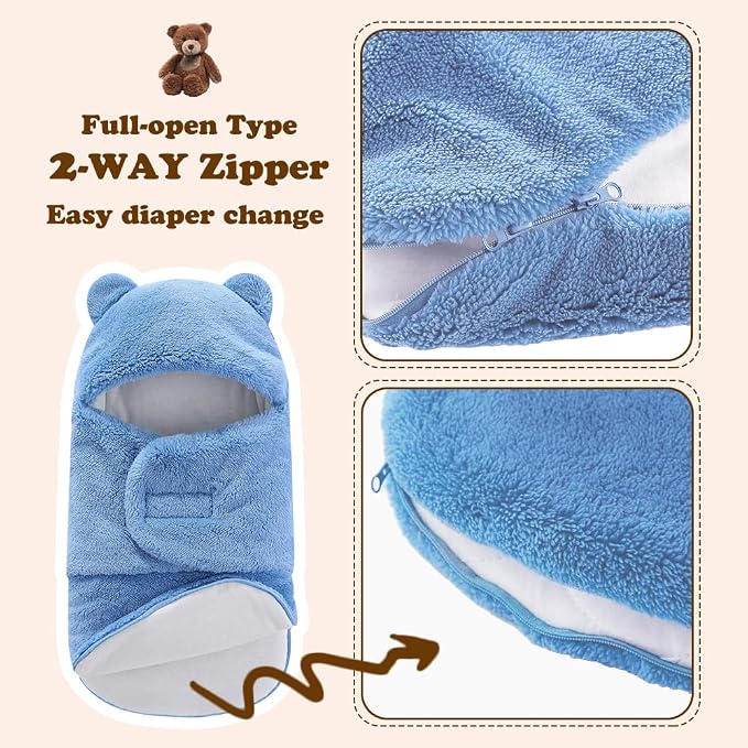 AiWMGL Baby Swaddle Blanket Boys Girls Fleece Winter Warm Adjustable Newborn Swaddling Wrap Soft Sleeping Sacks Infant 0-3 Months