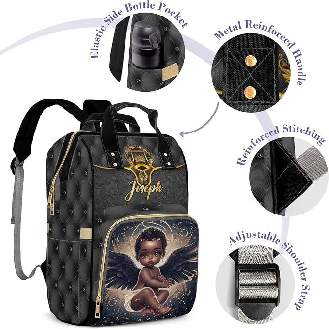 Custom Diaper Bag with Name Personalized Multifunctional Mommy Backpack for Shoulders Outdoor Backpack for Newborn Baby Crown-Thermal Pockets Nursing Bags