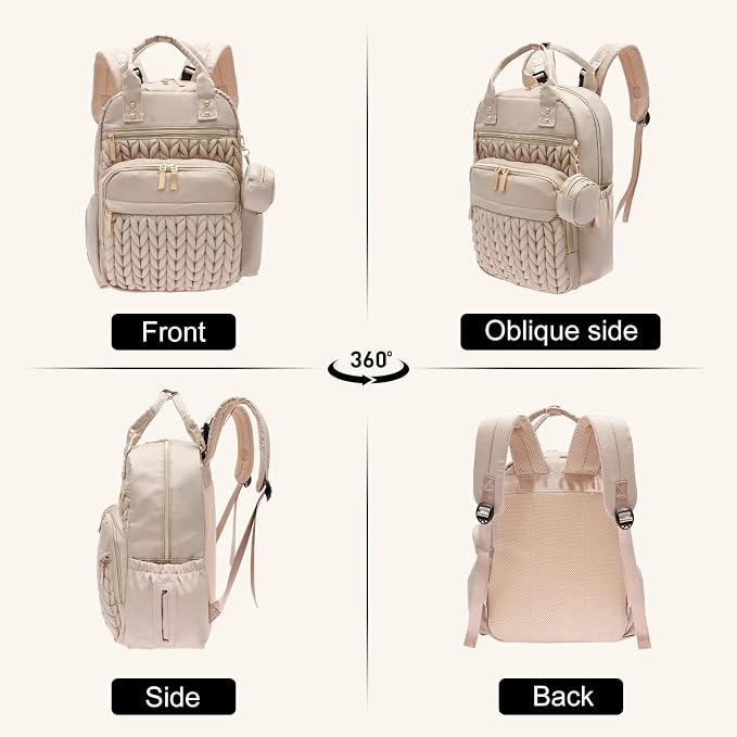 Diaper Bag Backpacks Stylish Baby Diaper Bag Waterproof Travel Backpack with Changing Pad Stroller Strap Insulated Pockets(Khaki)