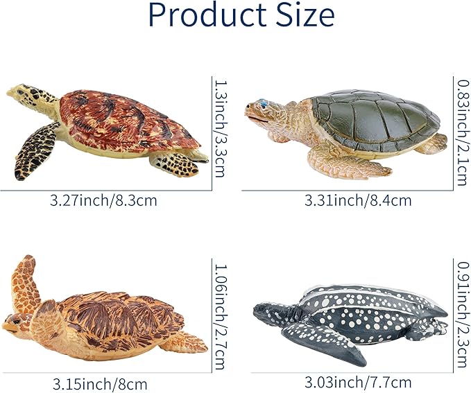 Toymany 6PCS Realistic Sea Turtle Figurines, Plastic Ocean Sea Animals Figures Set Includes of Turtles, Educational Toy Cake Toppers Christmas Birthday Gift for Kids Toddlers