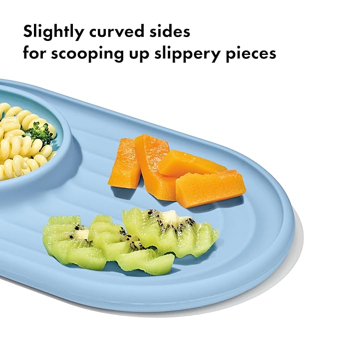 OXO Tot Textured Suction Plate & Spoons Set, Baby Led Weaning Supplies