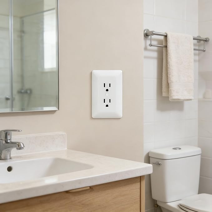 ZEFTV 20 Pack Duplex Outlet Covers Wall Plates 1-Gang Switch Outlet Electrical Cover Plate Unbreakable Thermoplastic Faceplate for Light Receptacle Outlet Switch, Glossy White