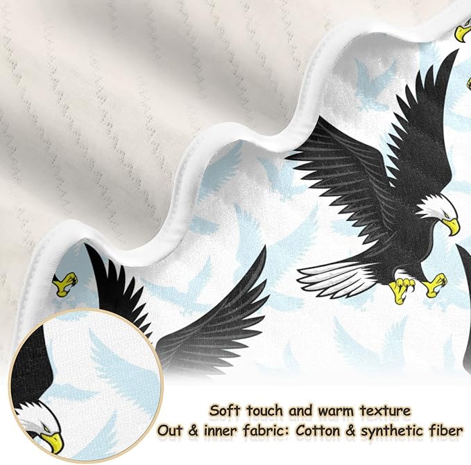 Ollabaky American Bald Eagle Baby Blanket for Boys Girls Cotton Throw Blanket Swaddle Blanket for Crib Stroller Nursery Receiving Blanket Infant Toddler Unisex 30"x40"