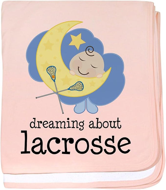 CafePress Dreaming About Lacrosse Baby Blanket, Super Soft Newborn Swaddle