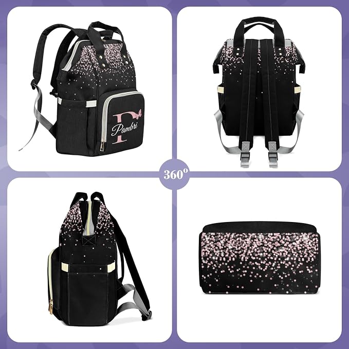 Custom Baby Diaper Bag with Name, Personalized Diaper Backpack for Mom, Waterproof Travel Bag for Girl or Boy Gift