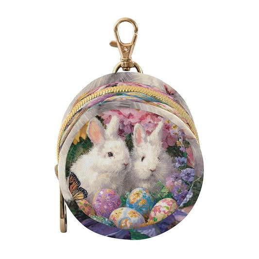 Pacifier Holder with Clip Pacifier Case for Diaper Bag Round Baby Pacifier Pouch Box Bag Portable Easter Bunny Eggs Sunflowers