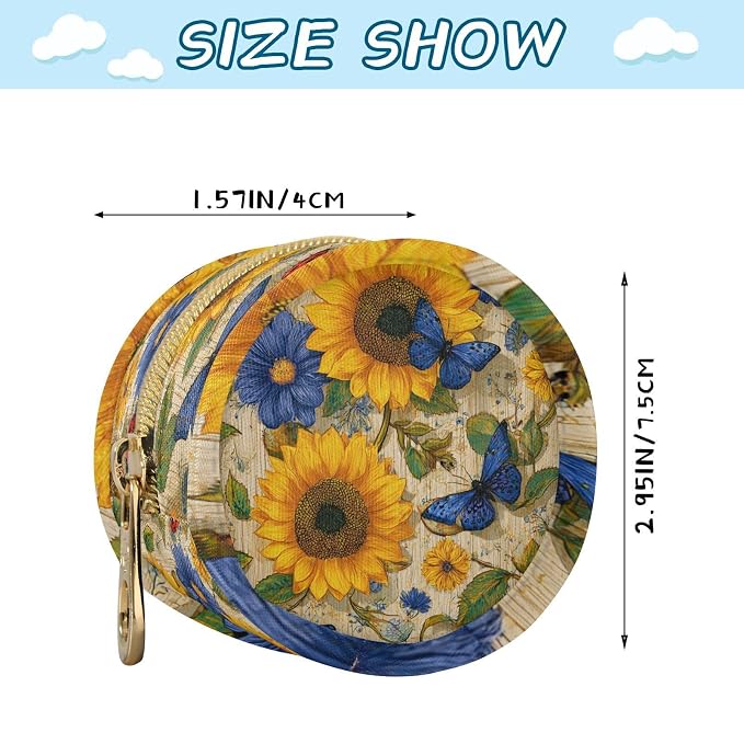 Pacifier Holder with Clip Pacifier Case for Diaper Bag Round Baby Pacifier Pouch Box Bag Portable Beige Sunflower Butterfly Ladybug