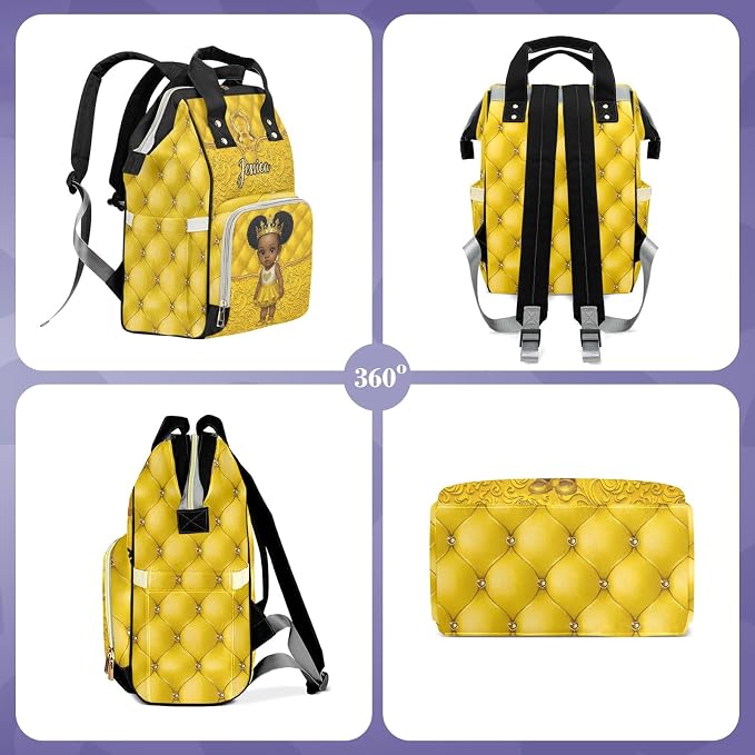 Custom Diaper Bag with Name Personalized Multifunctional Mommy Backpack for Shoulders Outdoor Backpack for Newborn Baby Crown-Thermal Pockets Nursing Bags