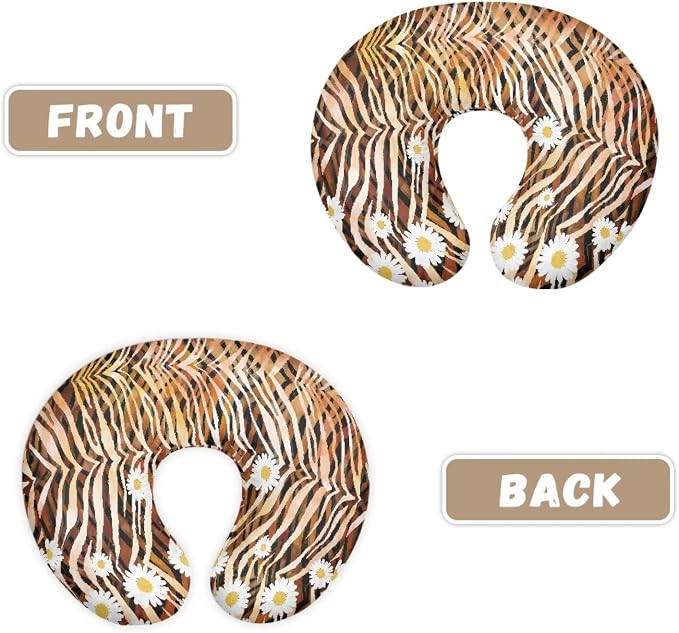 Zebra Skin Daisy Nursing Pillow Detachable Newborn Original Breastfeeding Slipcover Case and Positioner U-Shaped Head Support Protector Cushion Essential with Hidden Zipper Easy Care