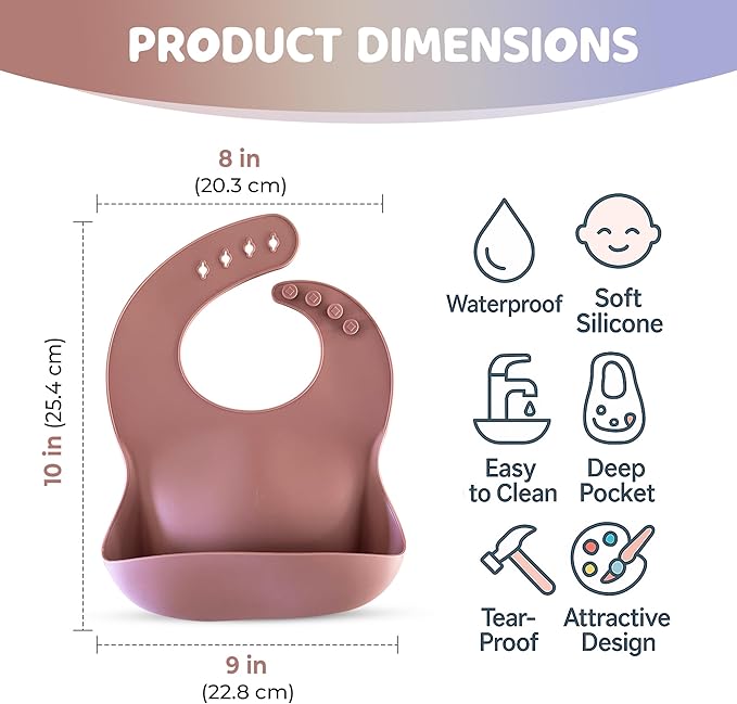 Silicone Baby Feeding Bibs ??Waterproof, BPA-Free, Soft & Adjustable with Crumb Catcher ??Easy to Clean
