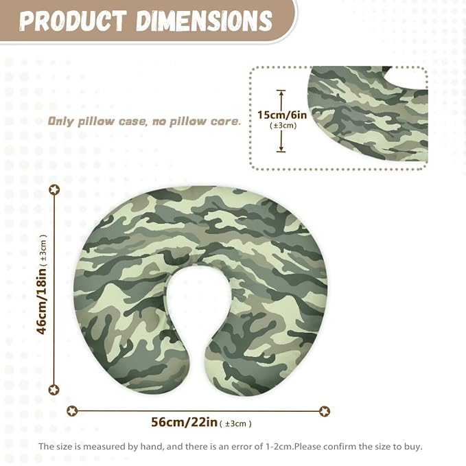 Camouflage Breast Feeding Pillow Covers, Ultra Soft Comfortable Slipcovers Stretchy Removable Cover for Breastfeeding Pillows for Baby Girl and Boy