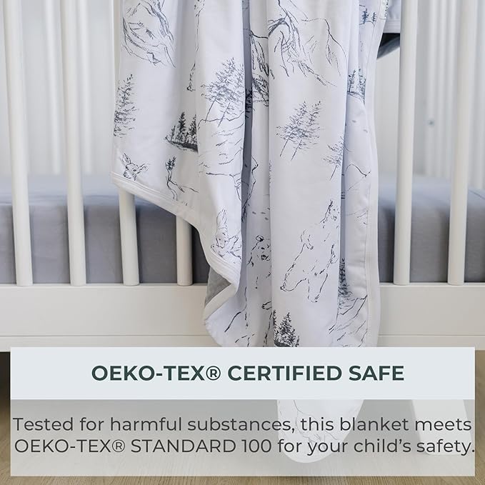 Pobibaby Premium 3-Layer Baby and Toddler Blanket ??Ultra-Soft Cotton Blend, Breathable Baby Blankets for Boys & Girls, 50''x50'' Soft Blanket, Neutral Design (Explore Monochrome)