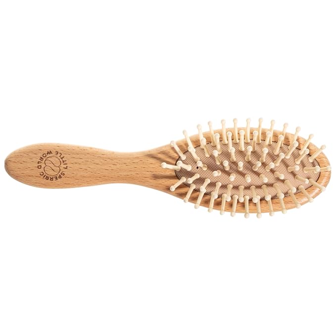 Baby Hair Brush and Comb Set for Newborn – Wooden Baby Brush with Soft Goat Bristle, Cradle Cap Brush for Newborns, Boys and Girls, Pink