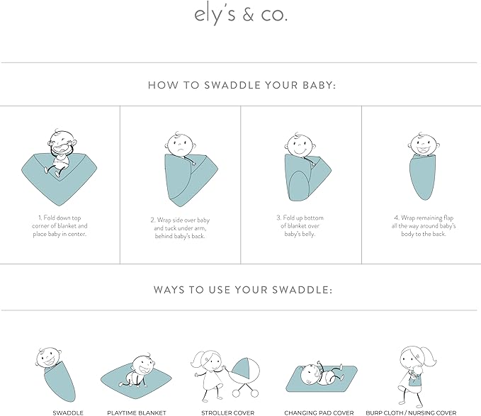 Ely's & Co. Muslin Swaddle Blanket 1-Pack for Baby Boy/Girl, 100% Cotton Muslin Extra Large Swaddle Receiving Blanket, 47?�x47??(Sage Bird)