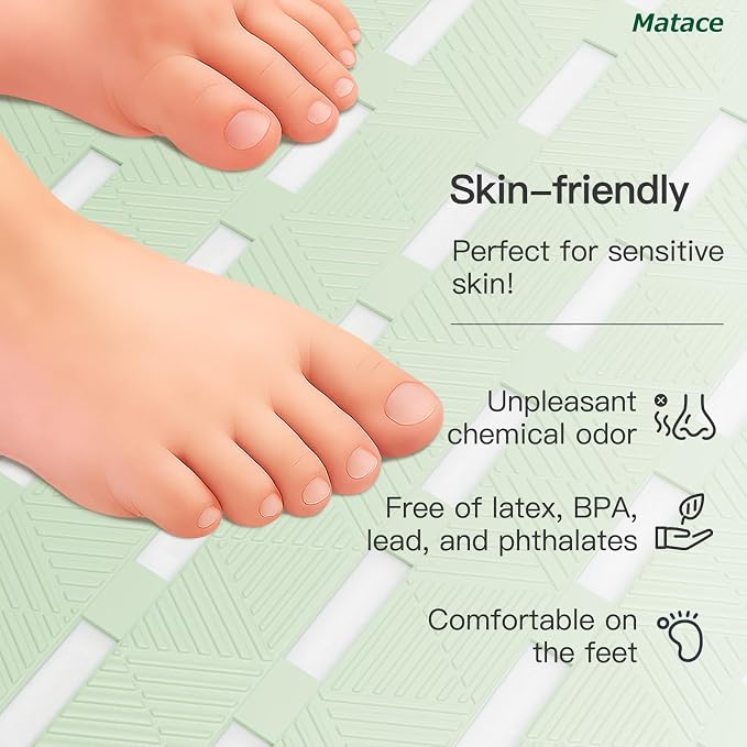 Bathtub Mat Non Slip - for Inside Bath Tub & Shower, Large 40x16 Inch, 261 Strong Suction Cups, Soft Textured Surface, Fast Drain & Quick Dry, Bathroom Safety Mat, Sage Green, Matace